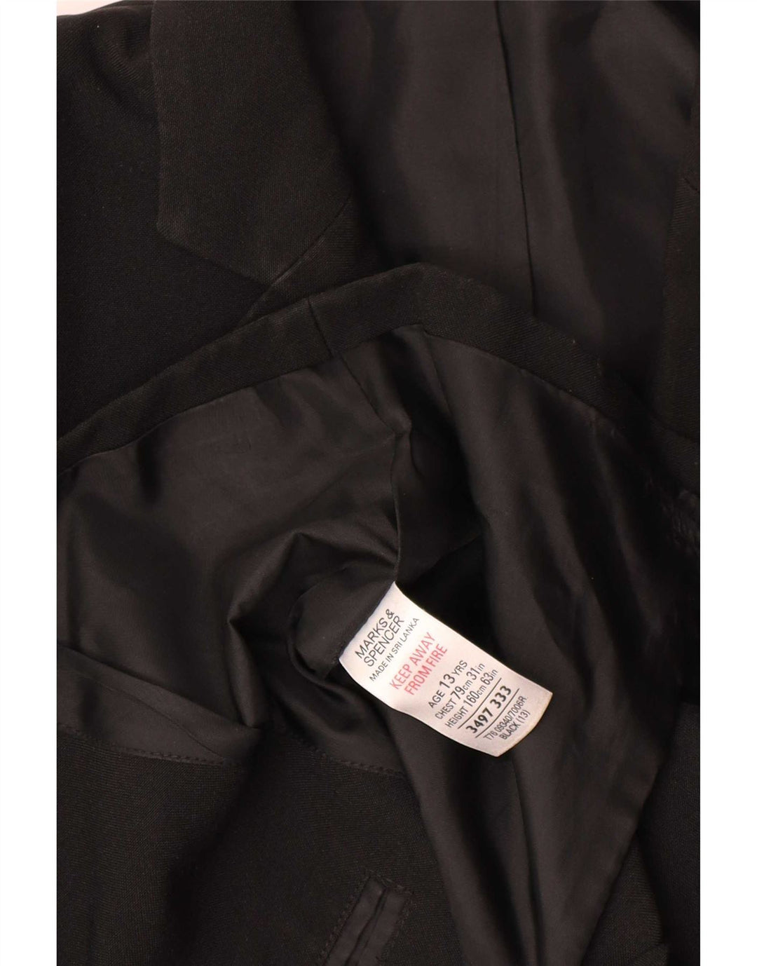 Giacca blazer a 2 bottoni Marks & Spencer da ragazzo 12-13 anni in poliestere nero