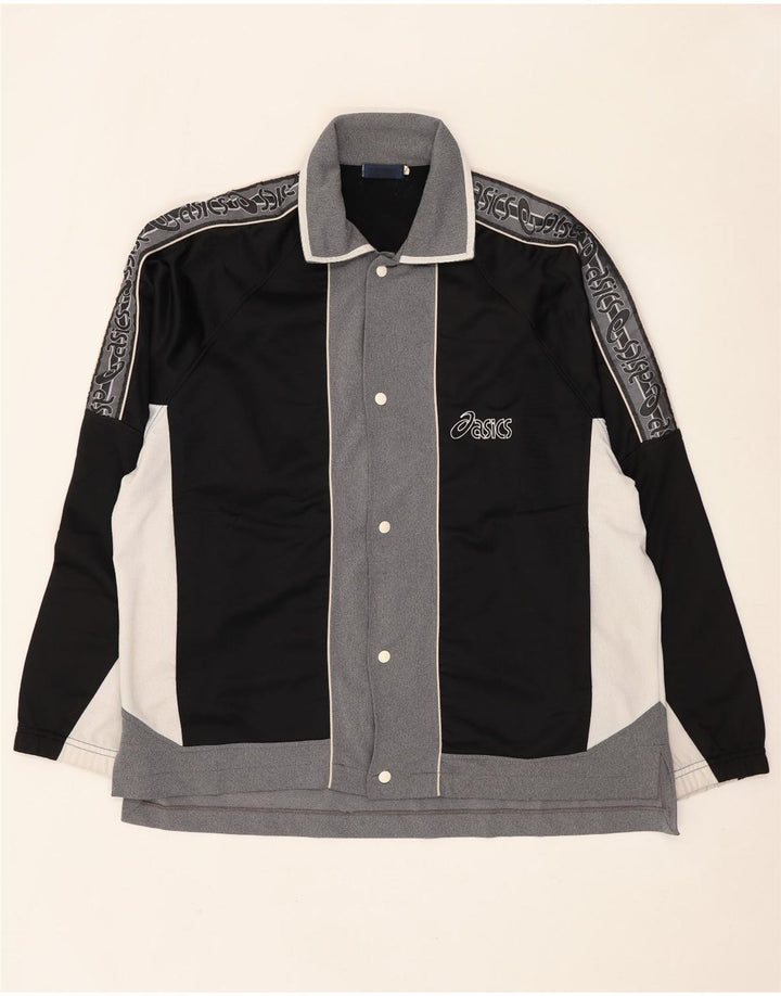 Asics - Giacca da uomo con grafica grafica, giacca grande, color block nero