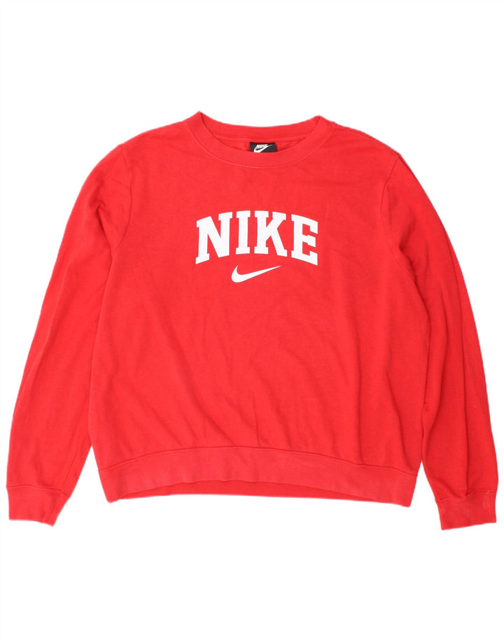 Felpa oversize con grafica Nike da donna, maglione UK 18 XL, cotone rosso
