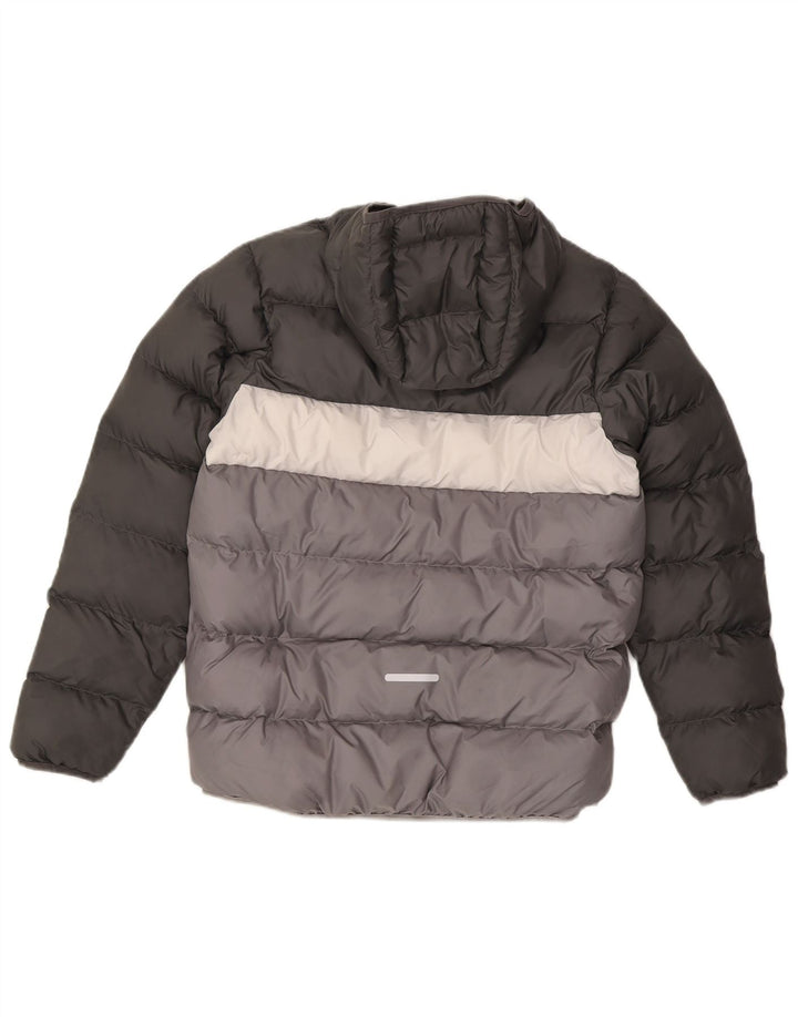 Giacca imbottita con cappuccio Adidas da ragazzo 13-14 anni in poliestere color block grigio