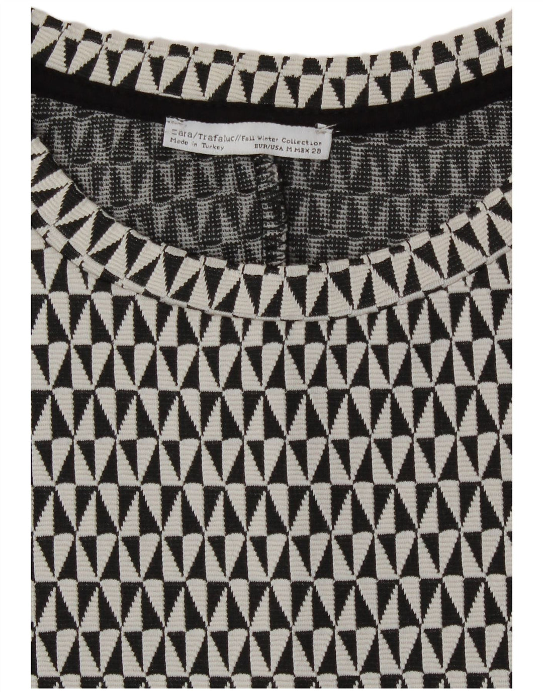 Abito a trapezio da donna Zara UK 12 cotone geometrico nero medio