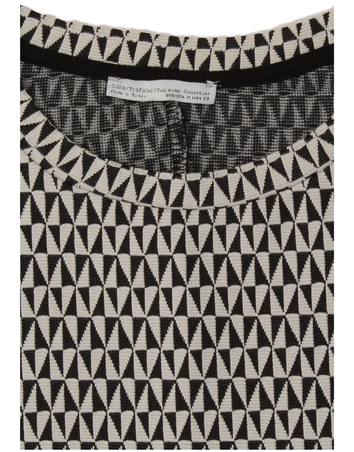 Abito a trapezio da donna Zara UK 12 cotone geometrico nero medio