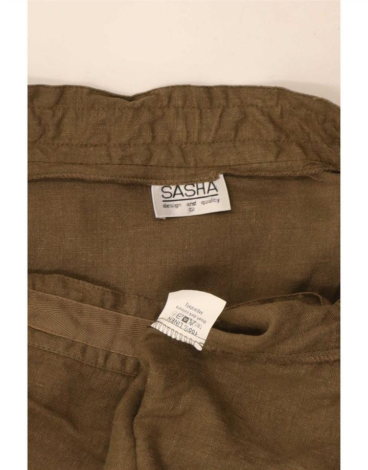 Gonna cargo da donna Sasha UK 12 media W29 lino kaki