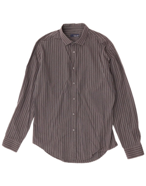 Camicia Zara Uomo Grande Gessato Grigio