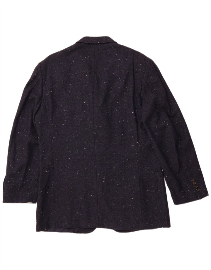 Corneliani Giacca Blazer da Uomo a 3 Bottoni IT 50 Large in Lana Maculata Blu Navy