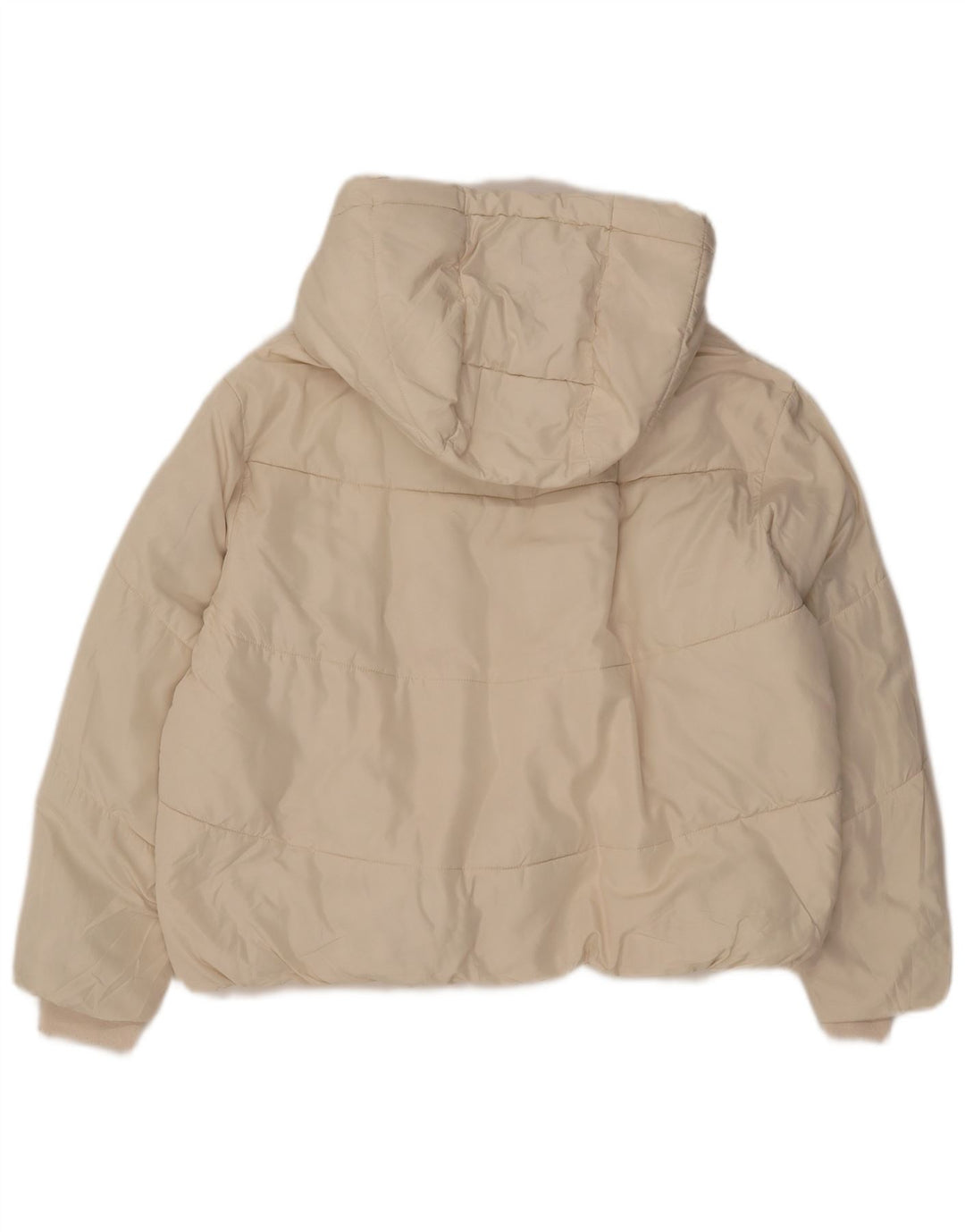 Giacca imbottita oversize con cappuccio da donna Zara UK 10 piccola in poliestere bianco sporco