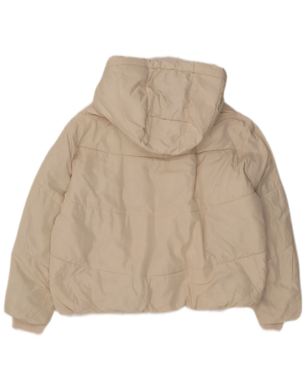 Giacca imbottita oversize con cappuccio da donna Zara UK 10 piccola in poliestere bianco sporco
