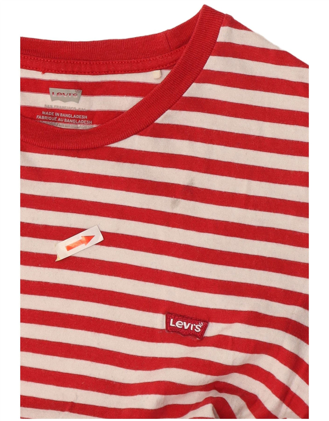T-shirt da donna Levi's Top UK 14 cotone a righe rosse grandi