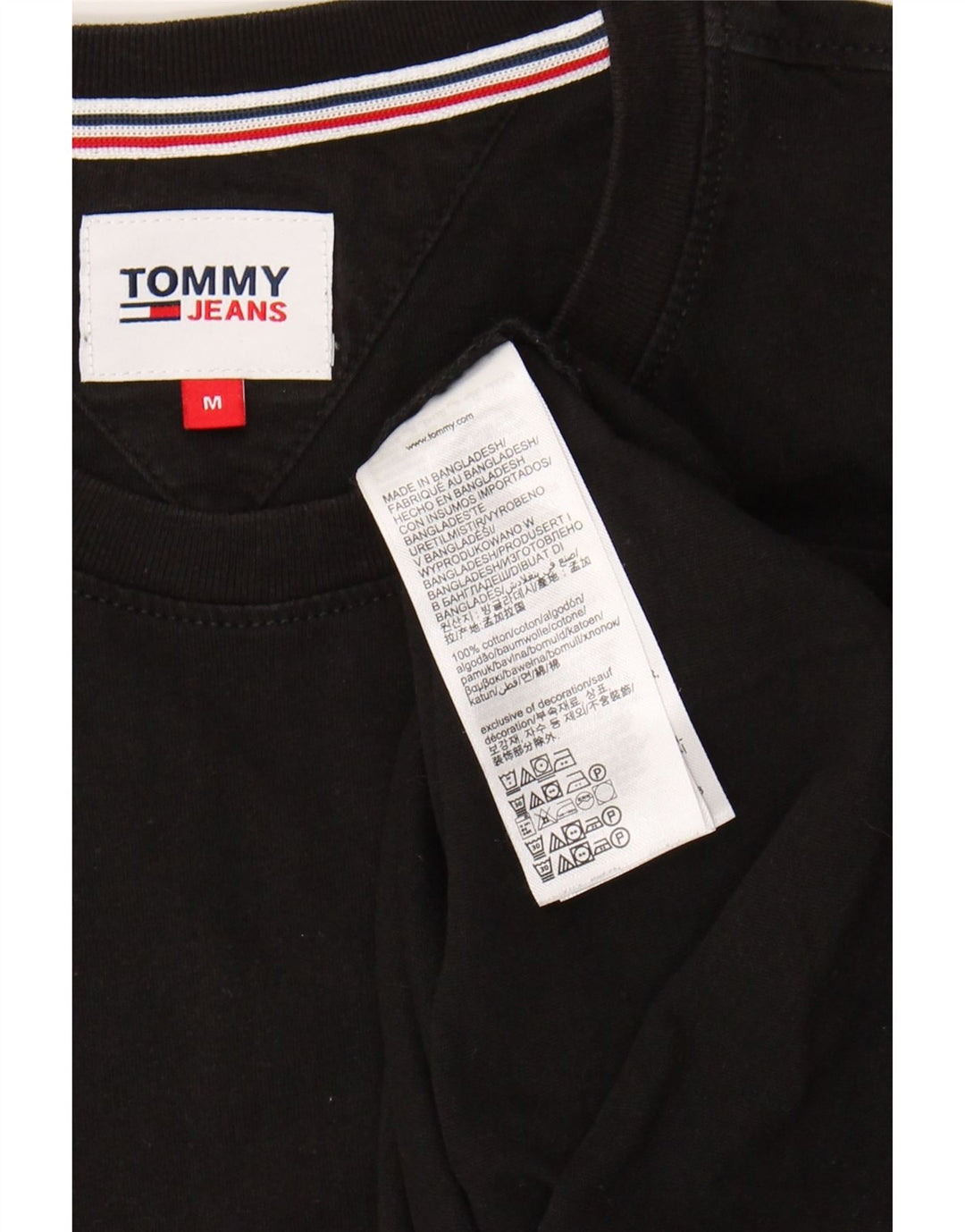 TOMMY HILFIGER Mens T-Shirt Top Medium Black Cotton Vintage Tommy Hilfiger and Second-Hand Tommy Hilfiger from Messina Hembry 