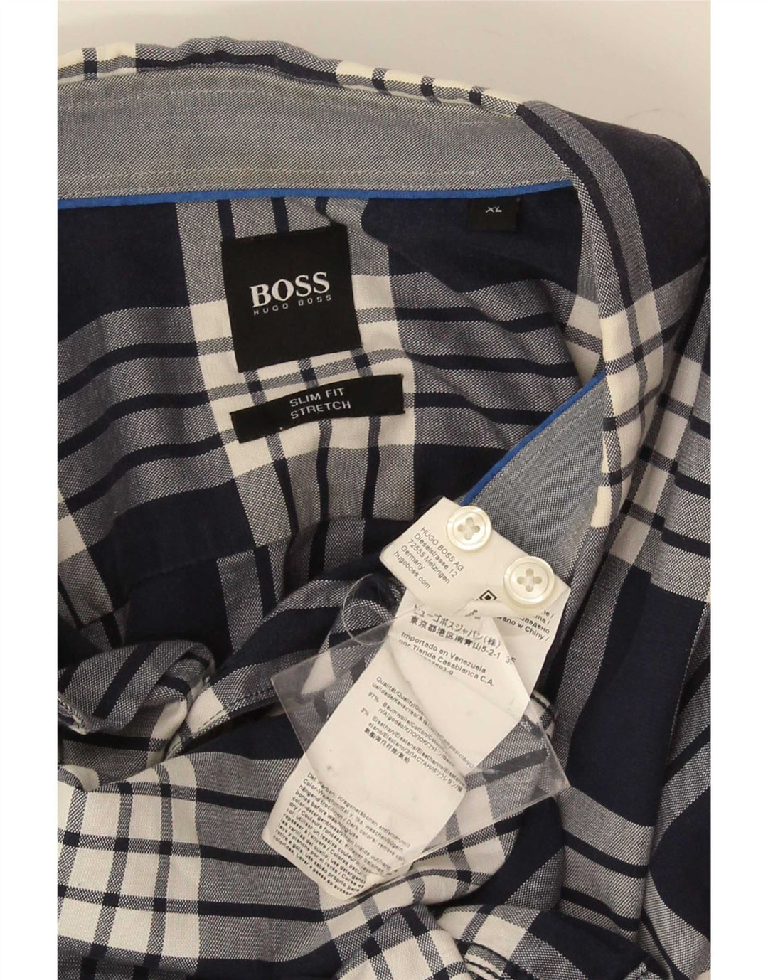 Camicia slim fit da uomo Hugo Boss XL in cotone a quadri nero