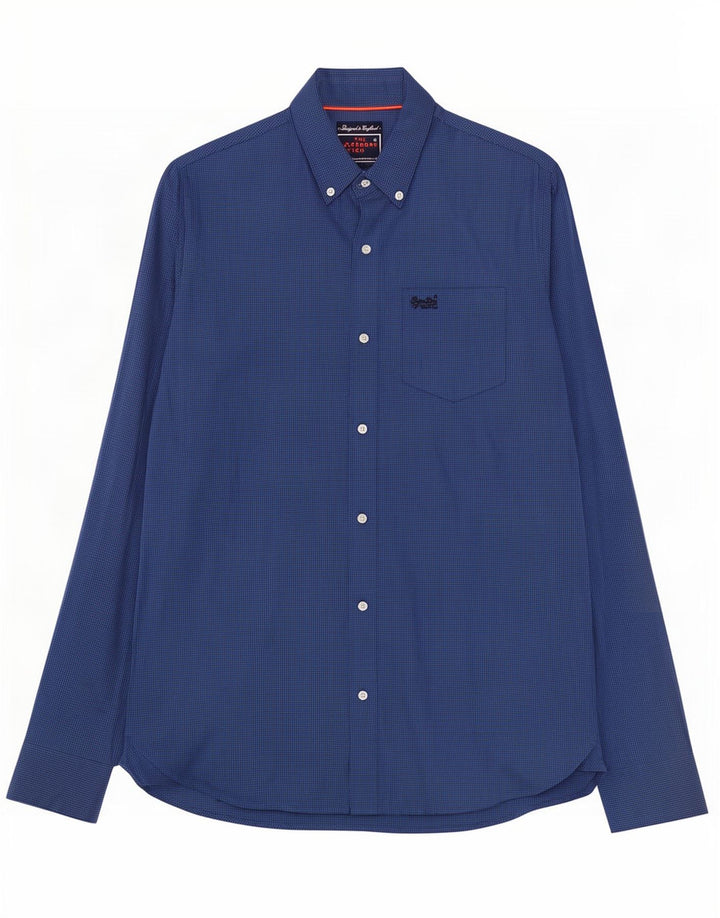 Camicia da uomo Superdry in cotone a quadretti blu navy medio