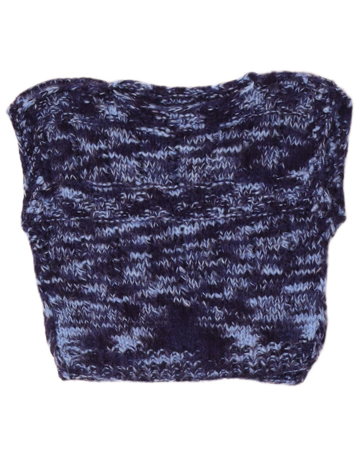 Canotta corta da donna vintage UK 14 blu navy medio