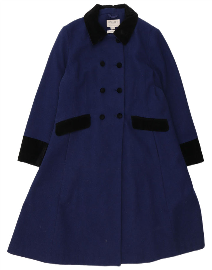 Cappotto doppiopetto da donna Monsoon UK 16 Large Blue Wool
