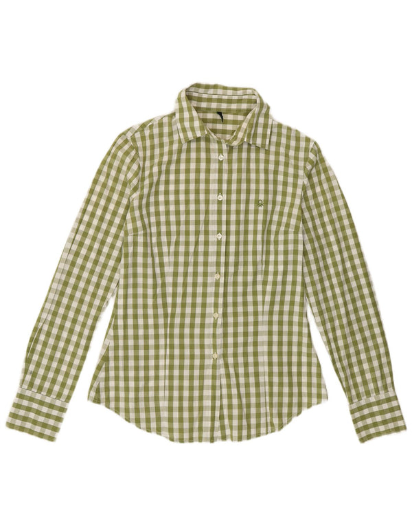 Camicia da donna BENETTON UK 12 Cotone a quadretti verde medio