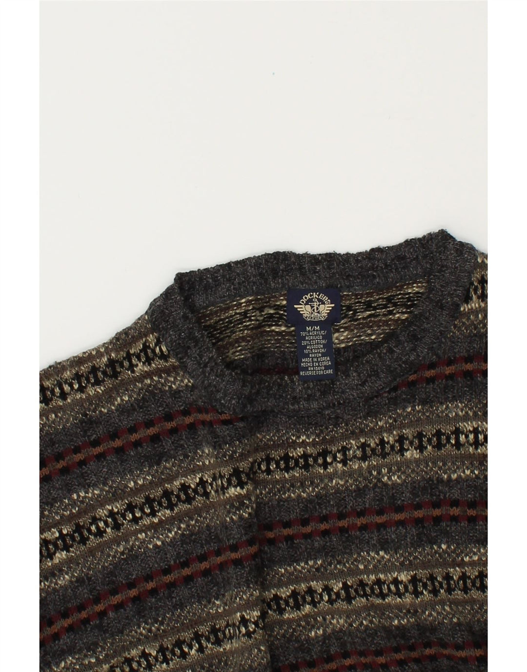 DOCKERS Maglione girocollo da uomo in acrilico Fair Isle grigio medio