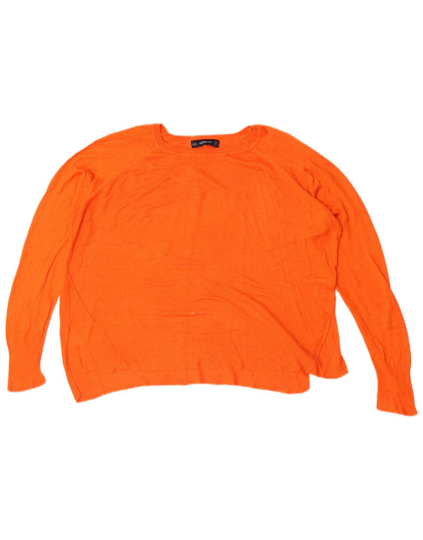 Maglione corto con scollo a barca oversize da donna Zara UK 10 piccolo arancione