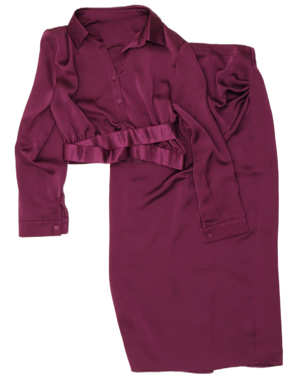 Set gonna vintage da donna a 2 bottoni XL W28 poliestere viola