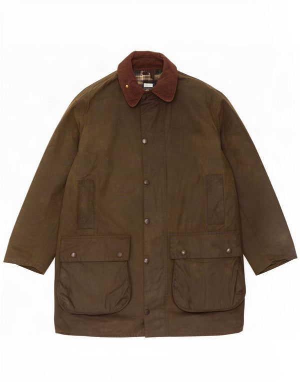 Barbour Giacca da uomo in cotone cerato con bordo UK 40 Medium Khaki Colourblock