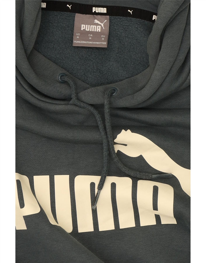 PUMA Mens Graphic Hoodie Jumper Medium Grey Cotton Vintage Puma and Second-Hand Puma from Messina Hembry 