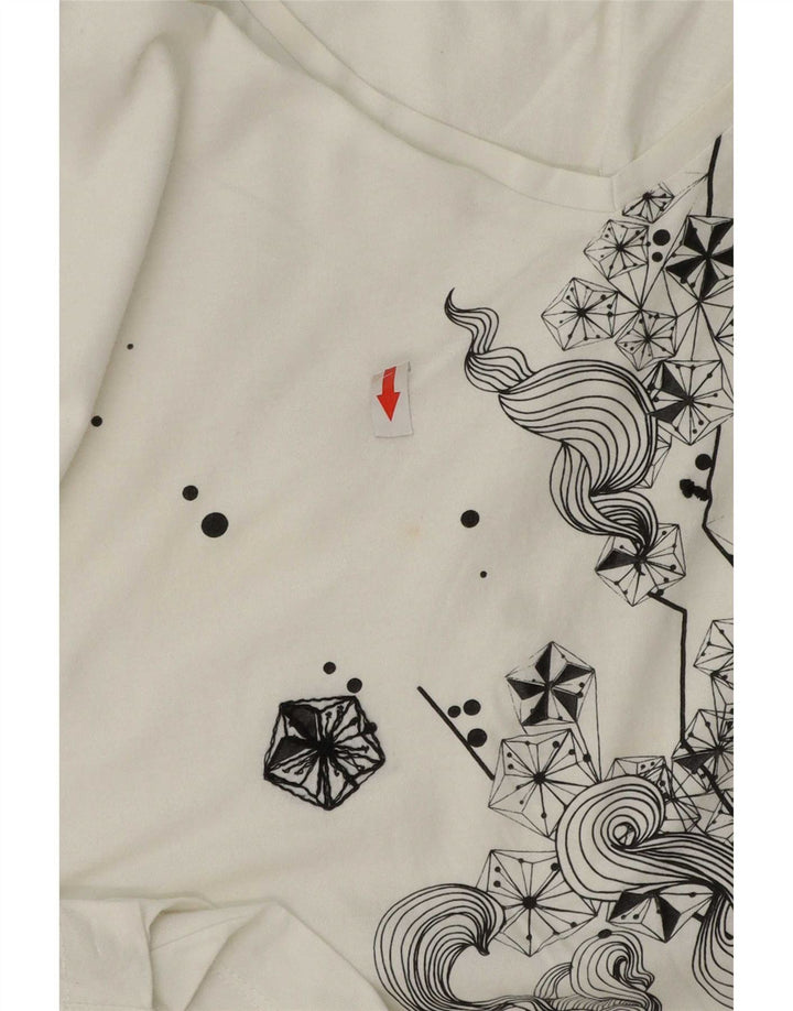 Lee Top da donna manica 3/4 UK 16 grande cotone bianco