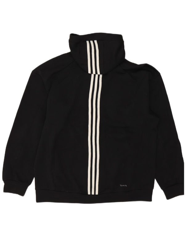 Maglione con cappuccio e zip grafica ADIDAS da uomo Climalite, poliestere nero medio
