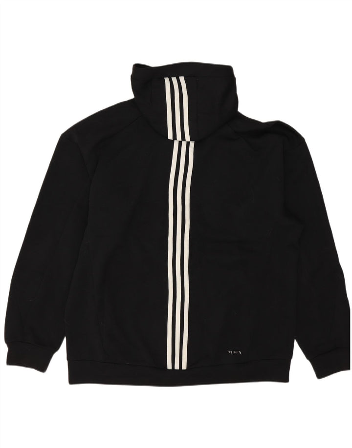 Maglione con cappuccio e zip grafica ADIDAS da uomo Climalite, poliestere nero medio