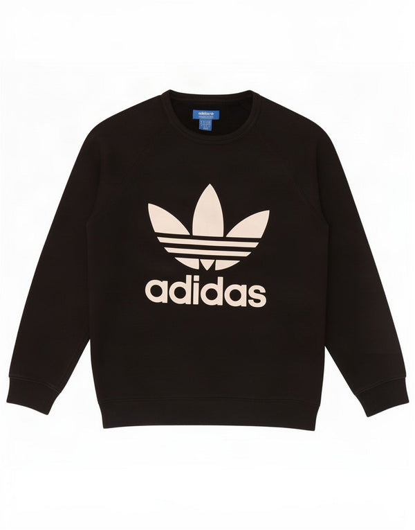Adidas Womens Graphic Sweatshirt Jumper UK 18 Medium Black Cotton