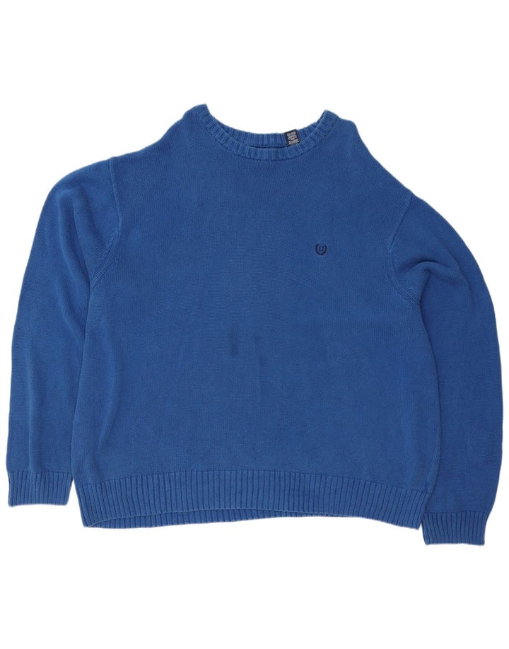 Maglione maglione girocollo da uomo Chaps grande 4XL cotone blu