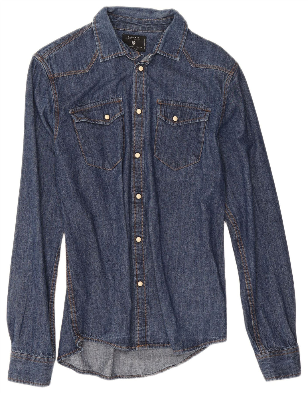 Camicia in denim da uomo Zara blu medio