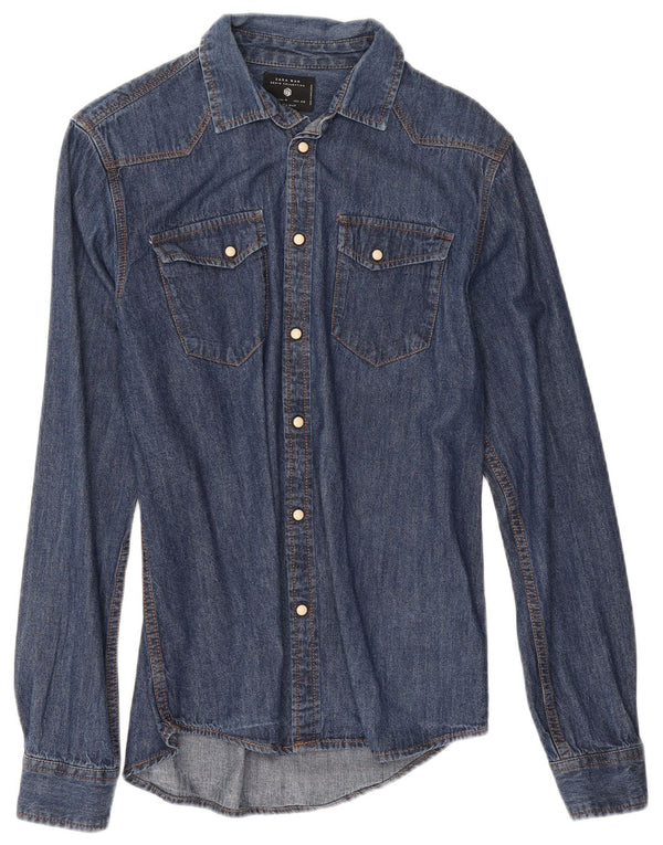 Camicia in denim da uomo Zara blu medio