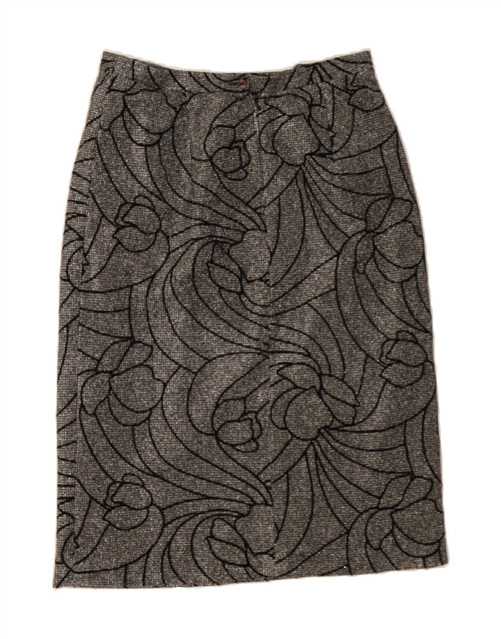 VINTAGE Womens Midi Skirt UK 14 Medium W31  Silver Floral Vintage Vintage and Second-Hand Vintage from Messina Hembry 