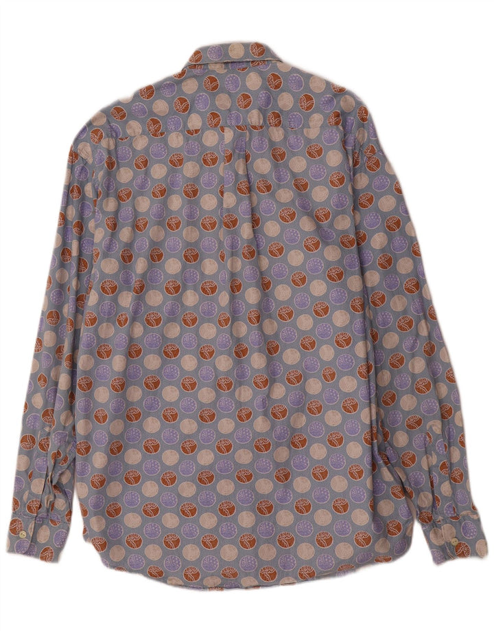 Controvento Camicia Uomo Fantasia Astratta Large Blu Cotone