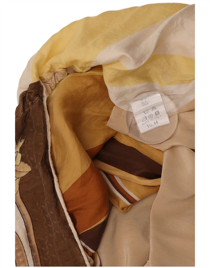 Top camicetta senza maniche vintage da donna IT 44 Seta floreale beige medio