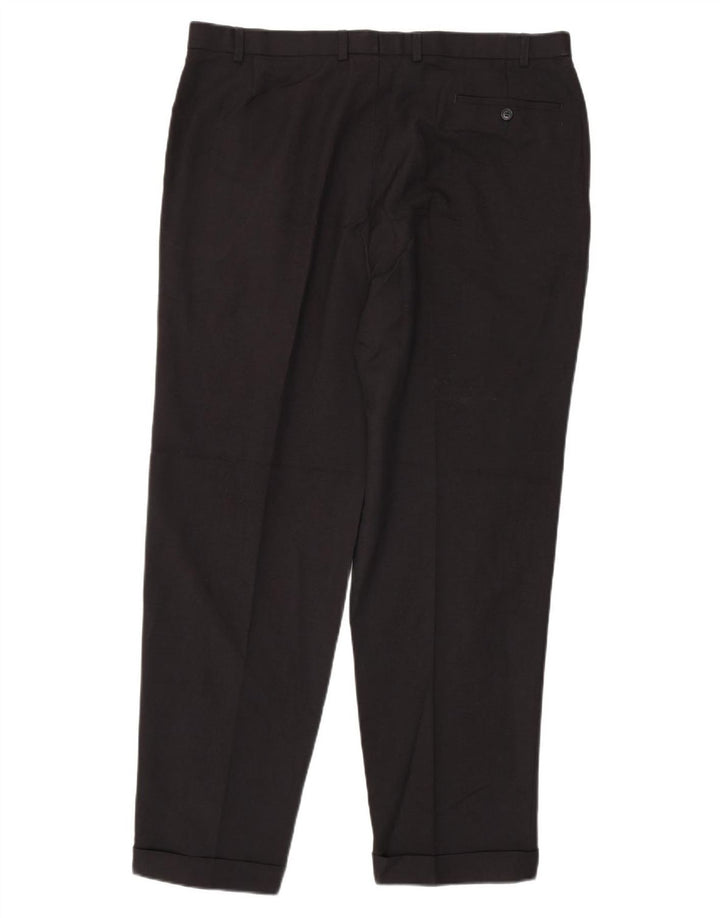 Pantaloni da abito con pegging da uomo Marks & Spencer W40 L33 poliestere blu navy