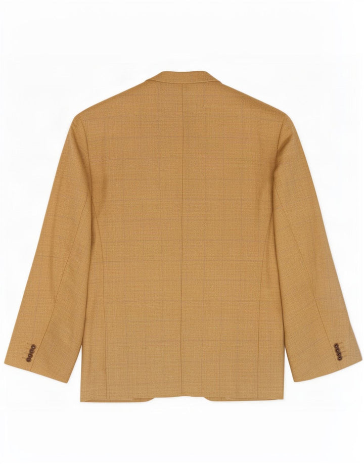Giacca blazer da uomo a 2 bottoni Pierre Cardin UK 42 XL lana vergine a quadri gialli