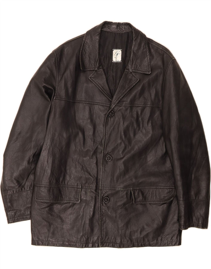 FIRENZE Mens Leather Jacket IT 50 Large Black Leather Vintage Firenze and Second-Hand Firenze from Messina Hembry 