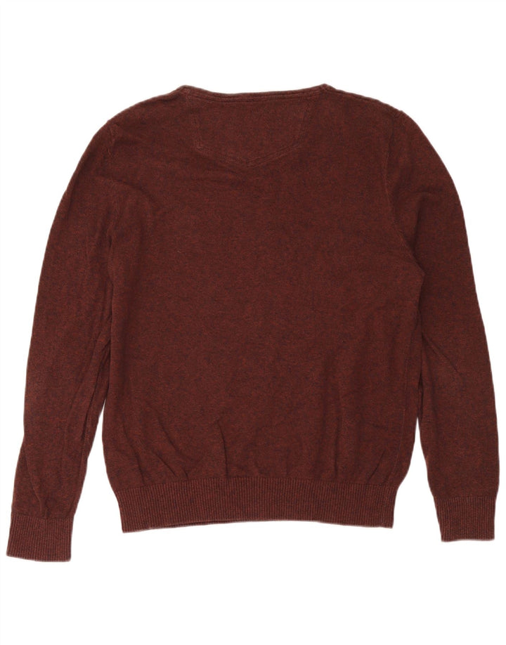 Maglione da uomo con scollo a V Fat Face, grande cotone screziato marrone
