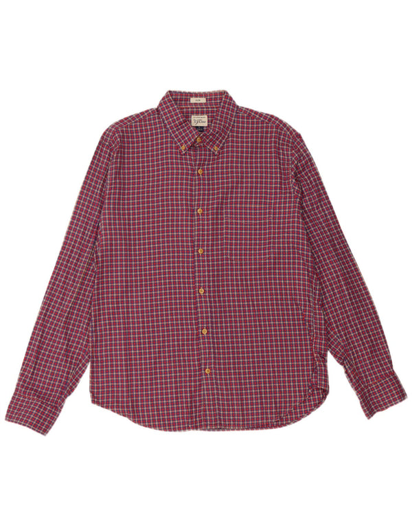 J. CREW Camicia da uomo in flanella slim fit in cotone a quadri rossi grandi