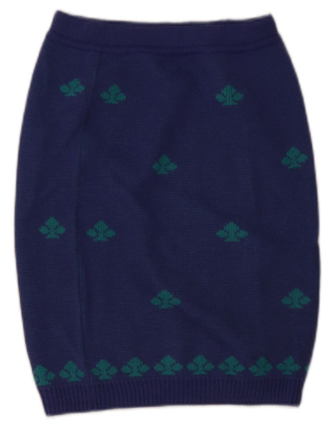 Gonna tubino lavorata a maglia da donna Stefanel W28 in lana geometrica blu medio