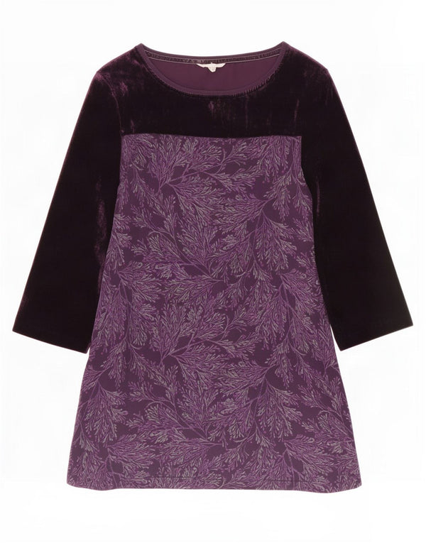 Abito a trapezio da donna con maniche a 3/4 di White Stuff UK 14 Grande motivo floreale viola