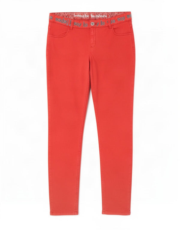 Pantaloni casual slim grafici da donna Desigual W34 L30 cotone rosso