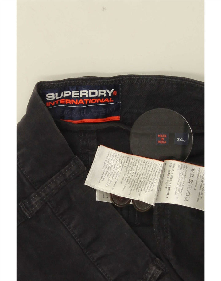 Pantaloncini chino da uomo Superdry W34 grandi in cotone nero