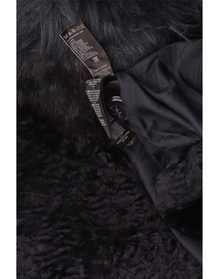 Cappotto oversize in pelliccia sintetica Marks & Spencer da donna UK 14 grande blu navy