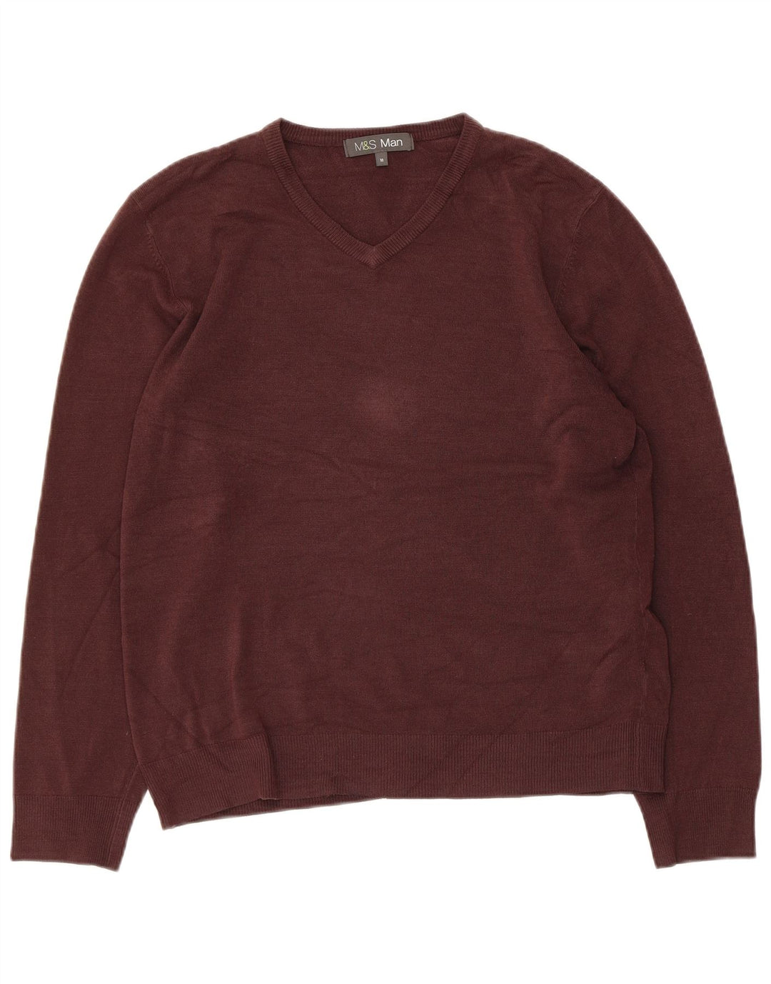 Maglione da donna con scollo a V Marks & Spencer UK 14 Acrilico marrone medio