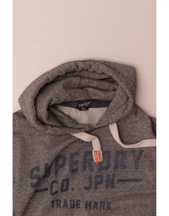 Maglione con cappuccio grafico da uomo SUPERDRY in cotone screziato grigio medio