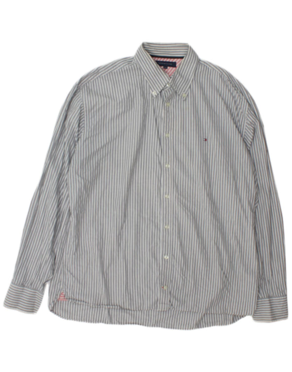 Camicia da uomo Tommy Hilfiger 2XL cotone a righe grigie