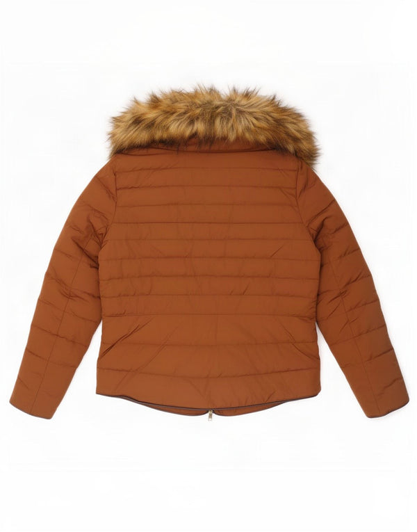 Giacca imbottita da donna Zara UK 14 Poliestere marrone medio