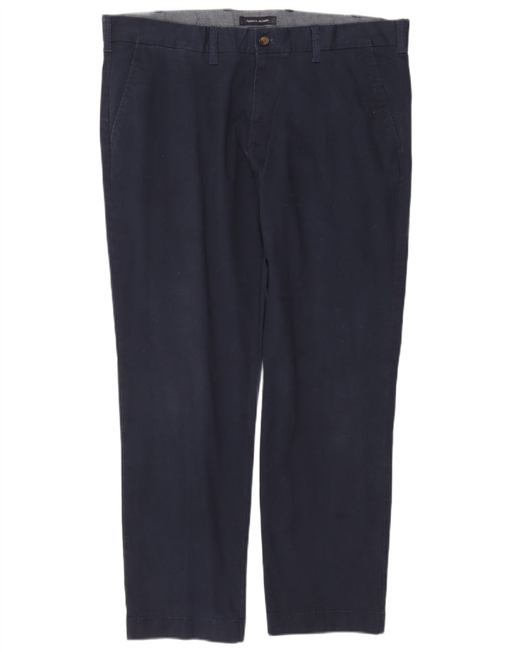 TOMMY HILFIGER Pantaloni chino dritti su misura da uomo W38 L30 Blu navy