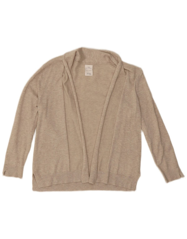 Maglione cardigan aperto da donna Zara UK 8 piccolo in viscosa beige