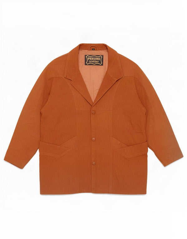Soprabito oversize in pelle scamosciata vintage da donna UK 16 grande in pelle marrone
